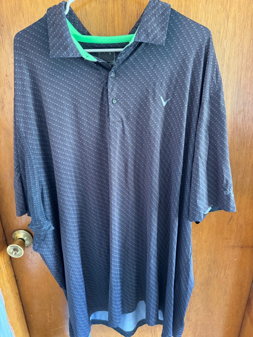 Callaway Black Polo with Green Collar Accent